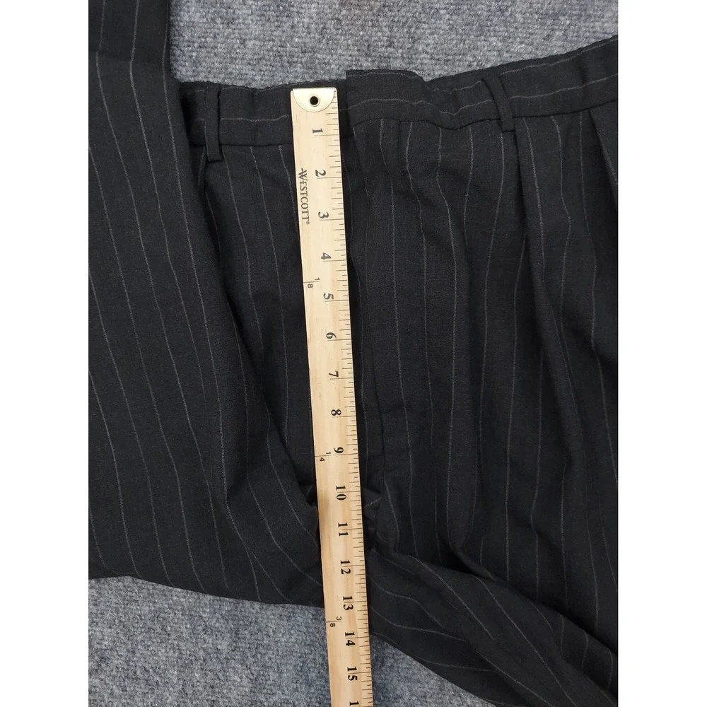 Vtg Polo Ralph Lauren Dress Pants Mens 36x32 Gray Pinstripe Cuffed Pleated